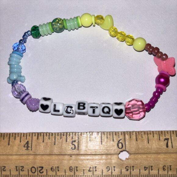 Multicolor “LGBTQ” Bracelet Adult Humor Beaded Handmade Naughty Accessories - Picture 2 of 4